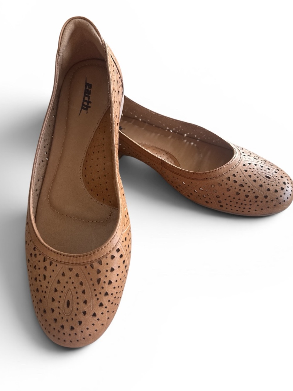 Women’s Earth Tan Perforated Ballet Flats